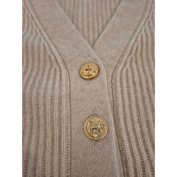 Heartbreaker 100% Cashmere Ribbed Cardigan Beige Gold Anchors Buttons - Small - Picture 6 of 10